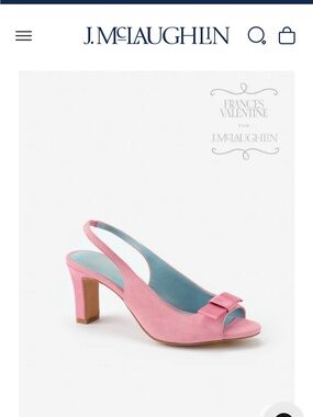 Frances Valentine Pink Suede Reese Slingback Heels with Bow